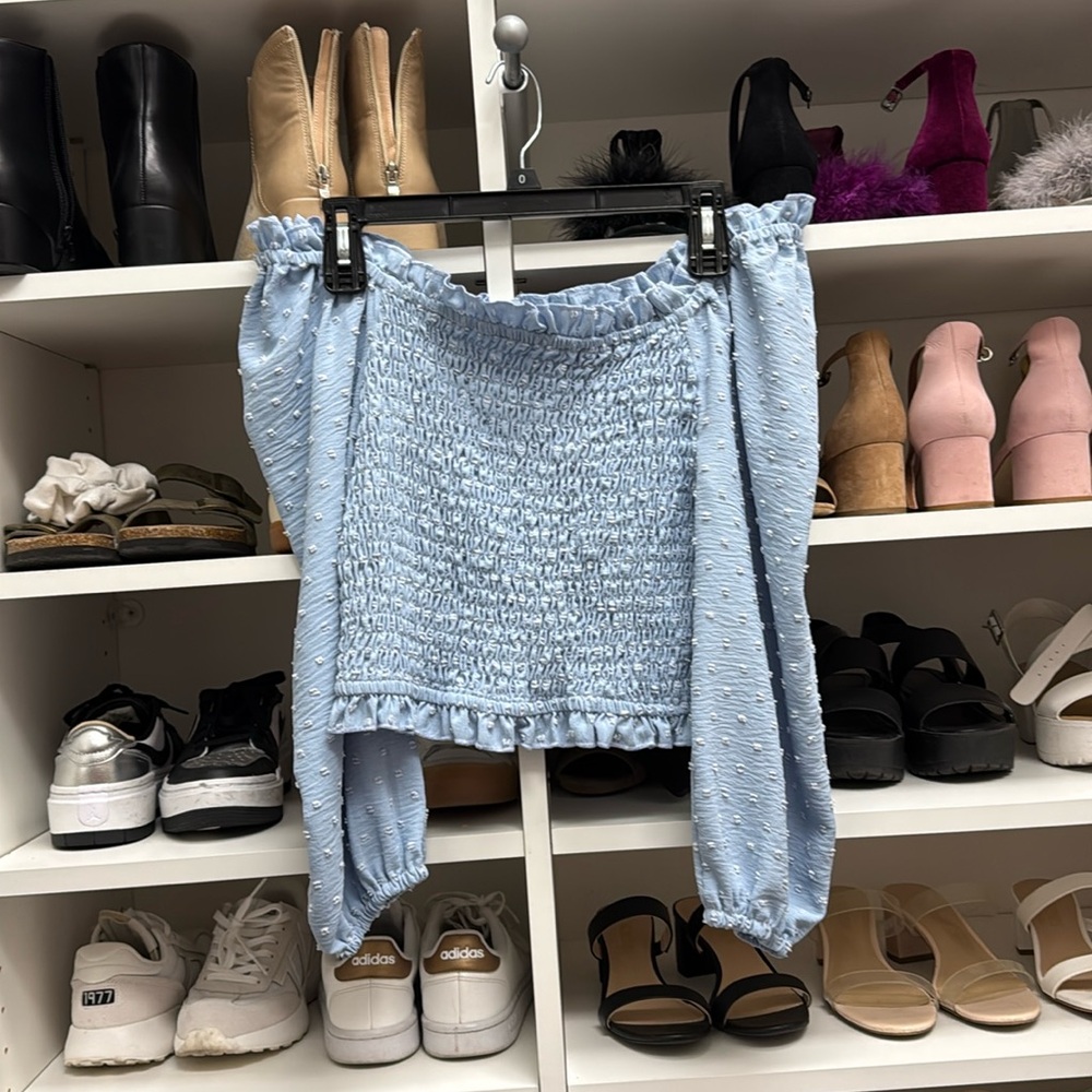 Blue Off the Shoulder Top
